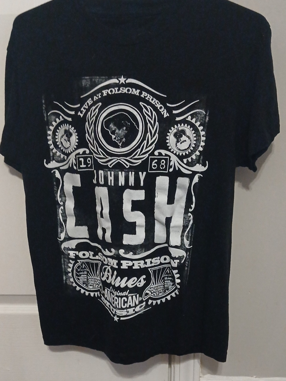 Johnny Cash Black Graphic Tee - Folsom Prison Design